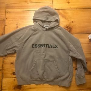 fear of gods essentials hoodie large Cement